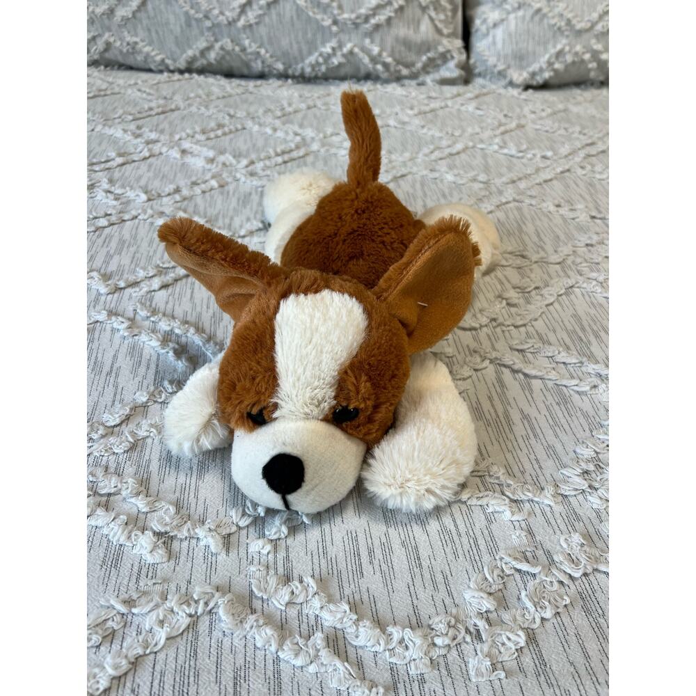 Goffa Floppy Eared Brown Dog Plush 11” Length Lying Down Lap Pretend Pet